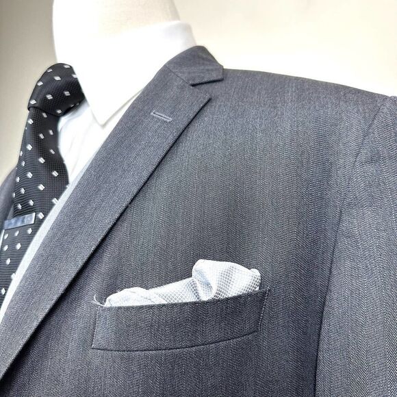 Hugo Boss Drago Grey‎ Herringbone Blazer 44 L EUC Read - Picture 1 of 15